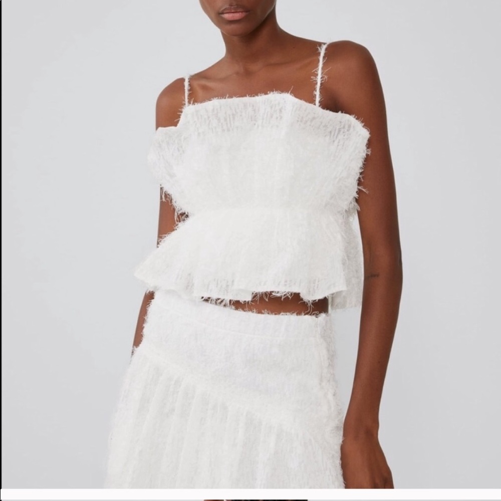 Zara NWT white feathery tank top
